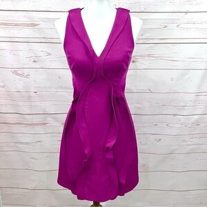 Opening Ceremony Magenta Berry V-neck Ruffle Cody Twist A-line Sleeveless Dress